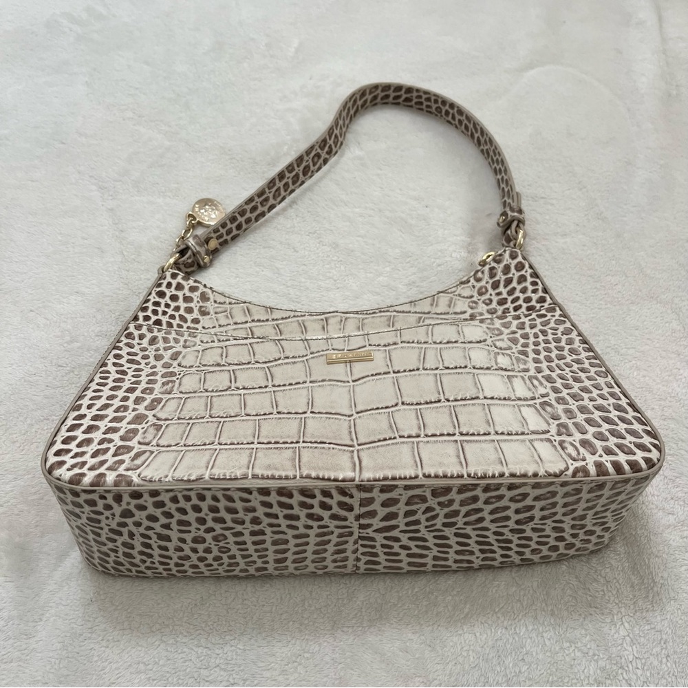 Brahmin Esme Meadowlands Floral Embroidered Snake Embossed Leather Shoulder Bag - Picture 8 of 14